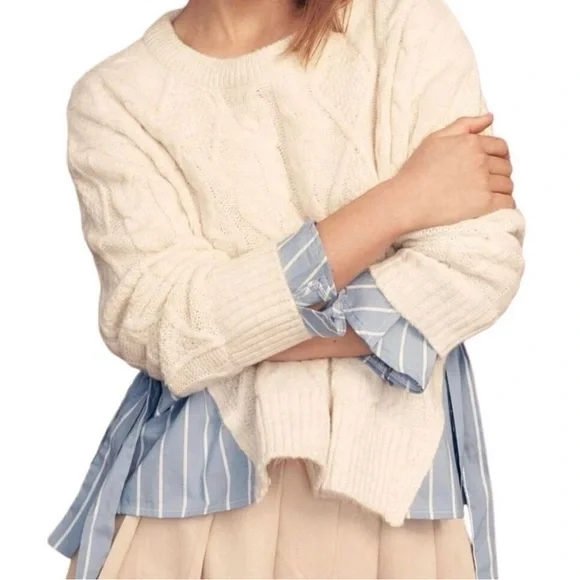 Anthropologie Cream Cable Knit Sweater - Picture 1 of 7